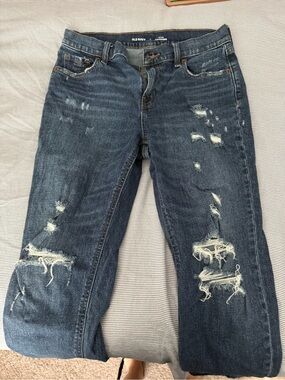 Old Navy Distressed Medium Blue Boyfriend Jeans